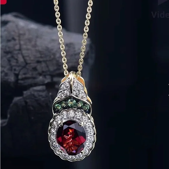 Rhodolite Garnet and Multi Gemstone 2.75 ctw Regal Bloom Pendant Necklace - Picture 6 of 6